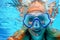 Woman Snorkeling With MaskÂ in Clear Water,Â Water Sports, Swimming Pool, Outdoor Adventure, Swimming, Summer Vacations